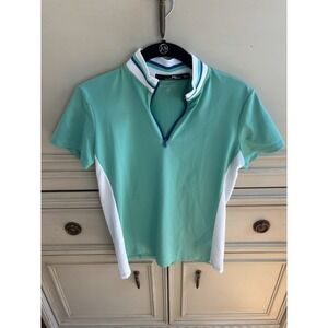 RLX Ralph Lauren Women's Golf Polo Small Green 1/4 Zip Classic Fit